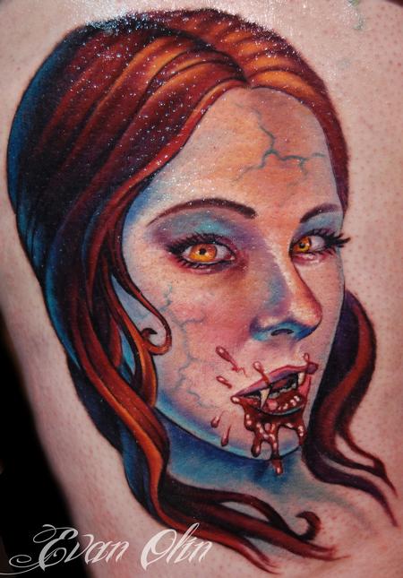 Evan Olin - Full color custom vampire chic tattoo